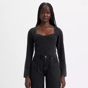LEVI'S Black Denim OPHELIA CORSET BLOUSE SZ M